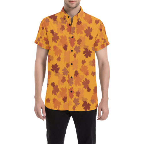 Canada Maple Leaves Pattern Men's Short Sleeve Shirt - Vibe Hoodie Shop