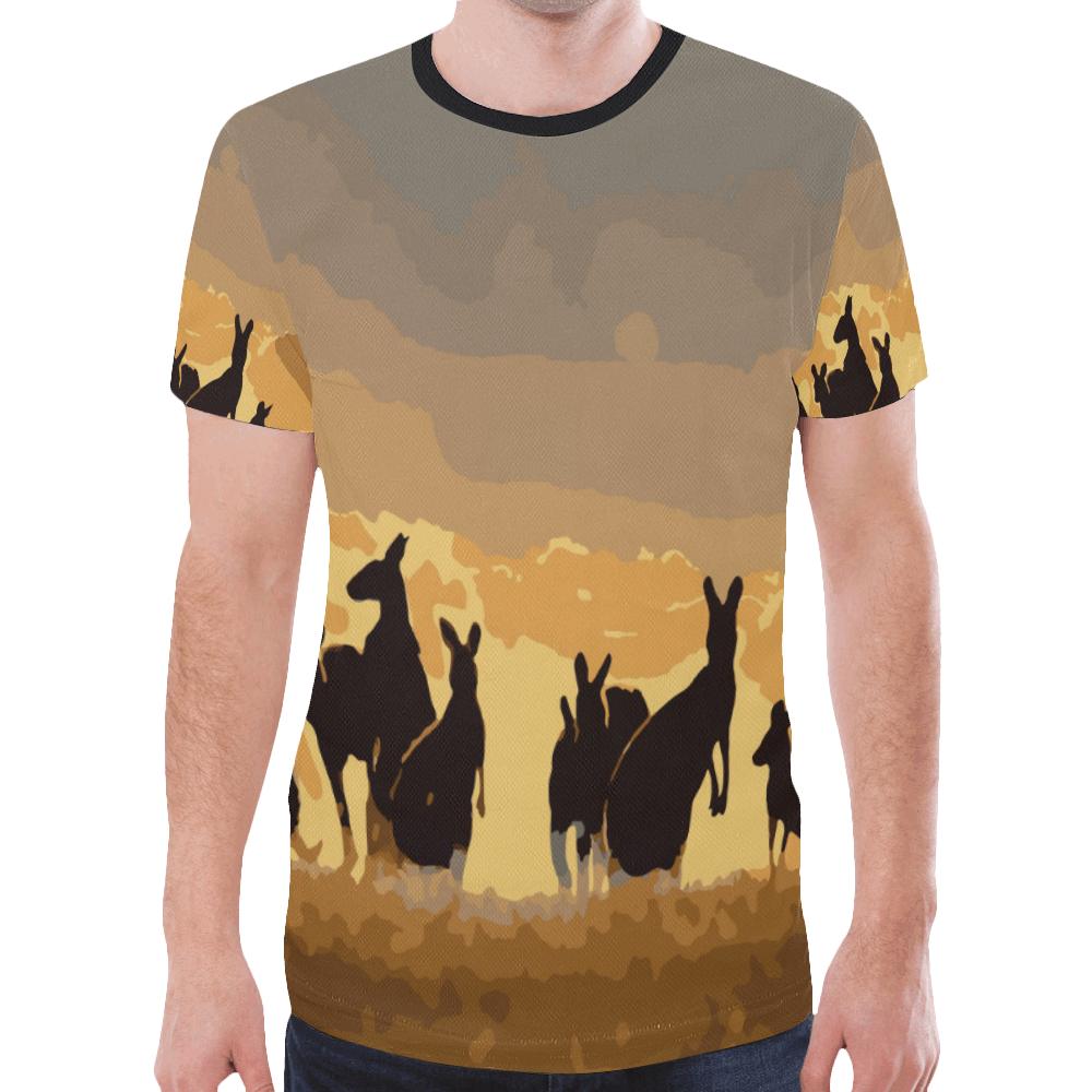 T shirt - Kangaroo T shirt Family Sunset Painting Ver02A - Unisex - Vibe Hoodie Shop