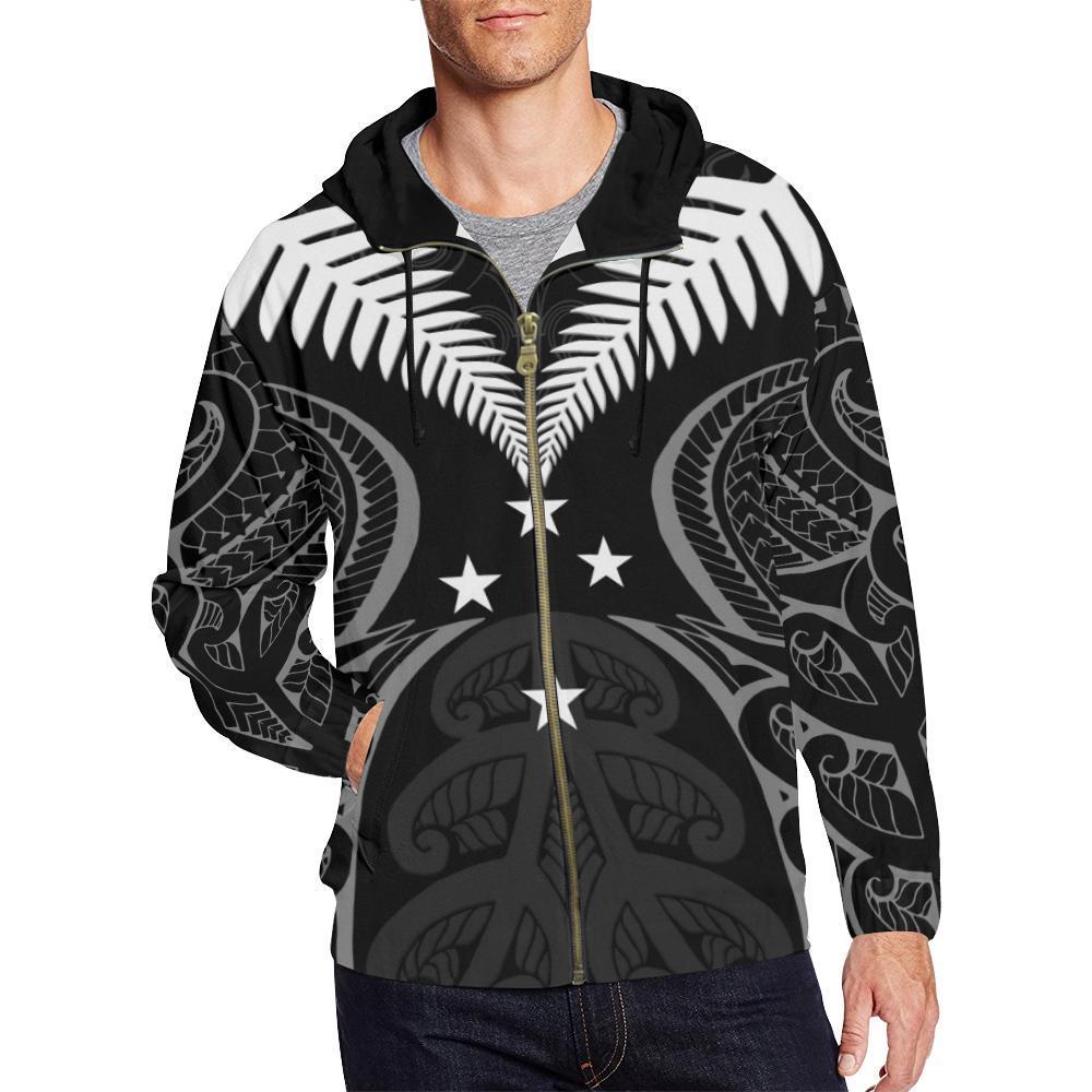 New Zealand Maori Silver Fern Zip Up Hoodie - Vibe Hoodie Shop