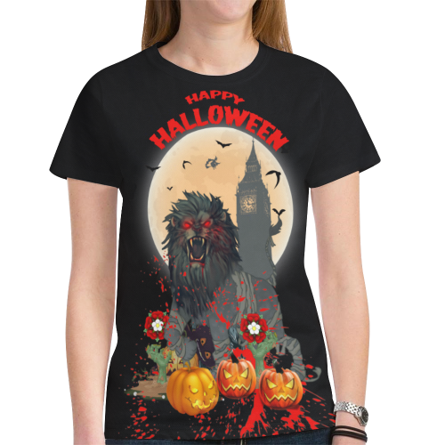 England T shirt - Halloween Lion In Night - Vibe Hoodie Shop