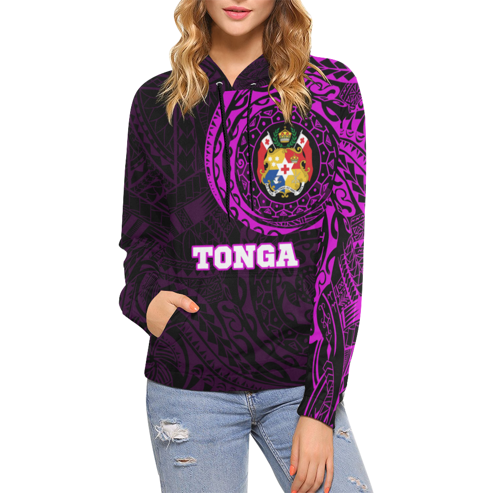 Hoodie Tonga In My Heart Polynesian Tattoo Style Pink - Vibe Hoodie Shop