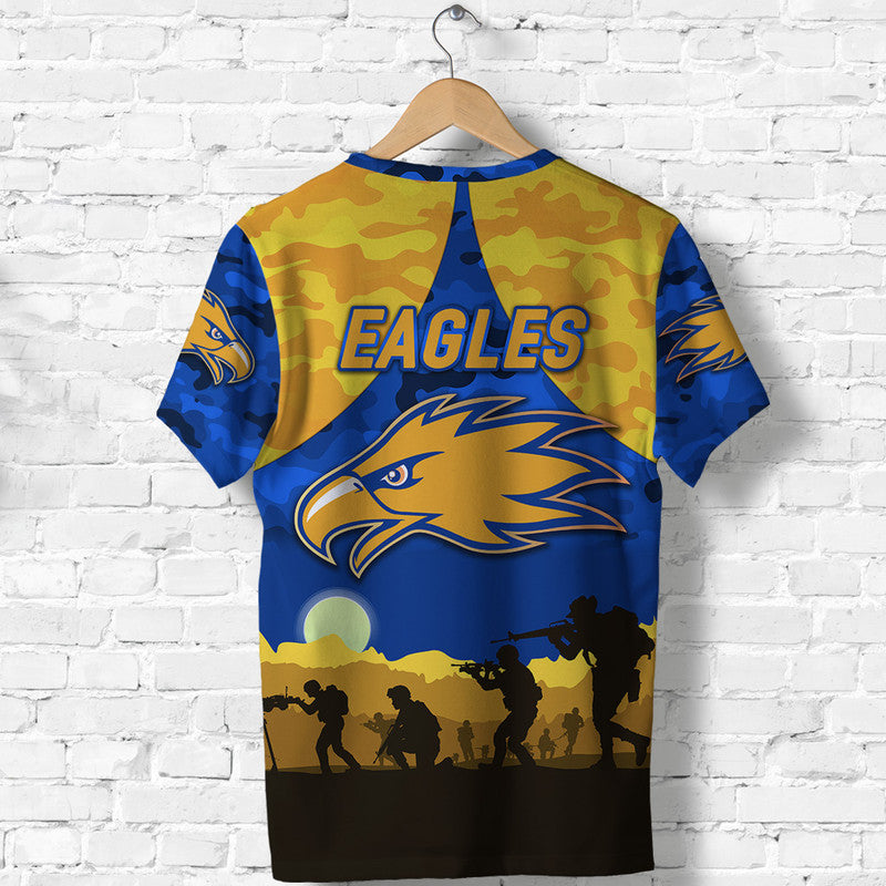 West Coast Eagles ANZAC T shirt Simple Style - Royal Blue - Vibe Hoodie Shop