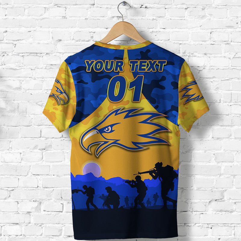 (Custom Personalised) West Coast Eagles ANZAC T shirt Simple Style - Gold - Vibe Hoodie Shop