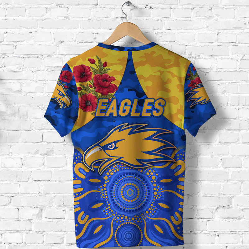 West Coast Eagles ANZAC T shirt Indigenous Vibes - Royal Blue - Vibe Hoodie Shop