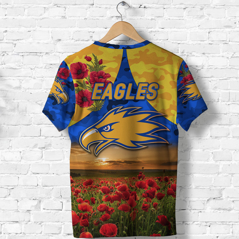 West Coast Eagles ANZAC T shirt Poppy Vibes - Royal Blue - Vibe Hoodie Shop