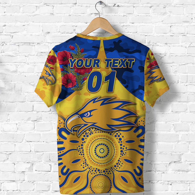 (Custom Personalised) West Coast Eagles ANZAC T shirt Indigenous Vibes - Gold - Vibe Hoodie Shop