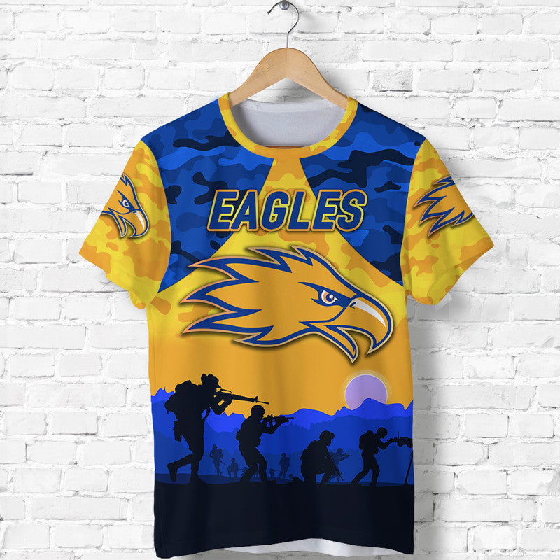 (Custom Personalised) West Coast Eagles ANZAC T shirt Simple Style - Gold - Vibe Hoodie Shop