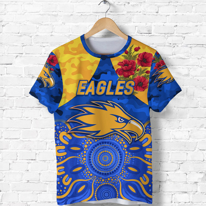 West Coast Eagles ANZAC T shirt Indigenous Vibes - Royal Blue - Vibe Hoodie Shop