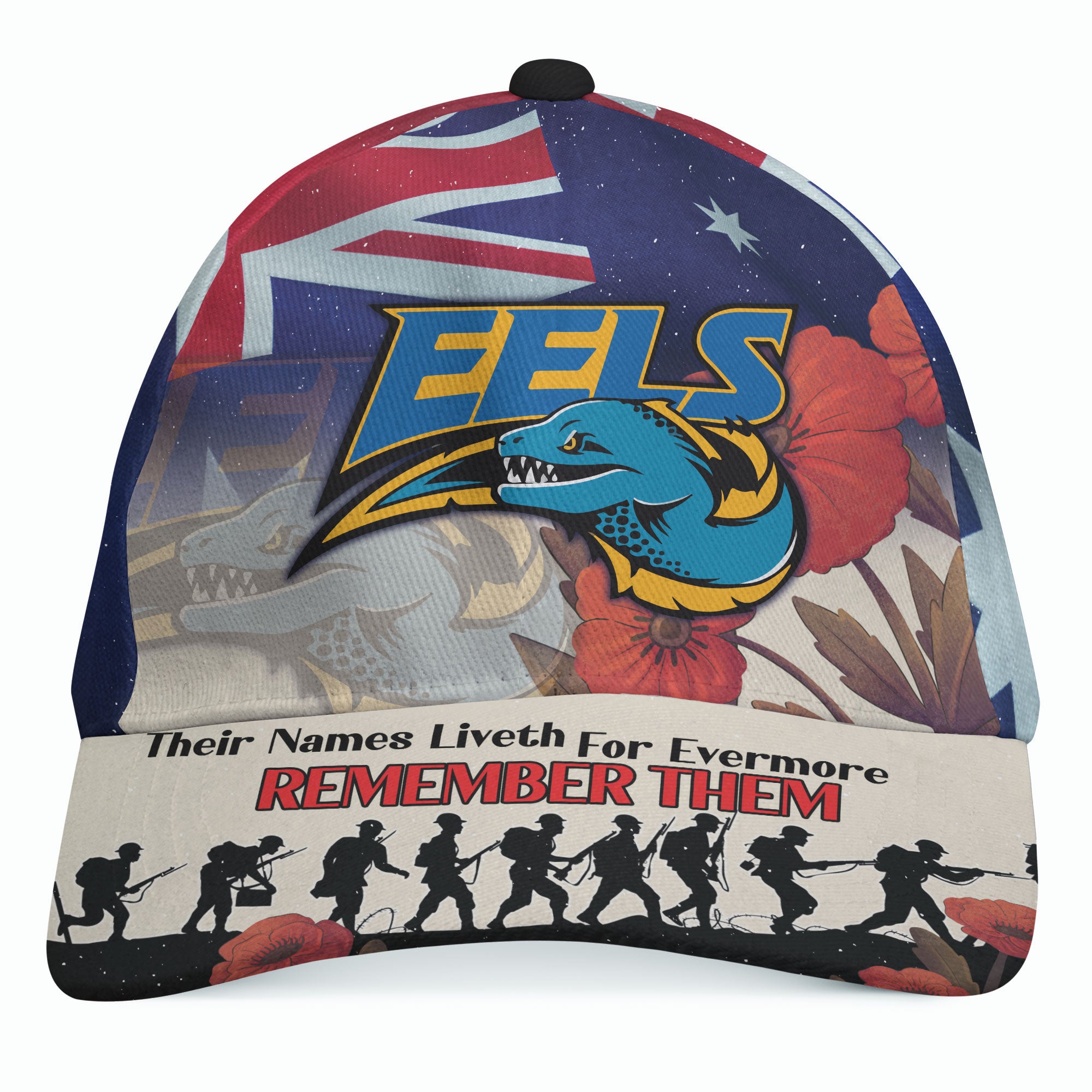 Eels Rugby Cap - Custom REMEMBER THEM Red Poppy Flowers Cap - Vibe Hoodie Shop