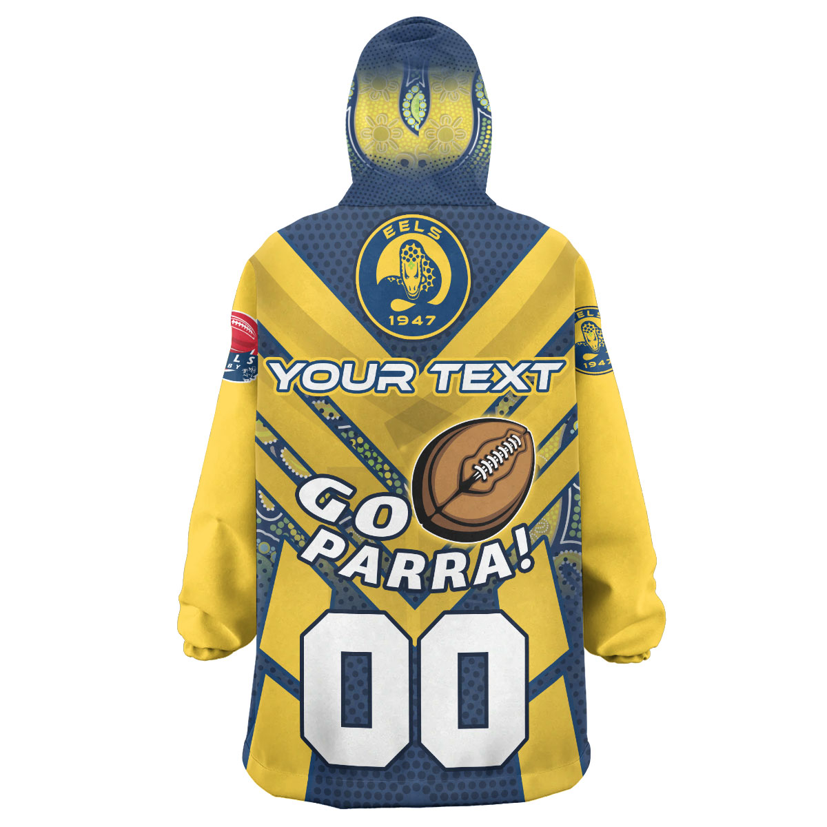 Eels Rugby Snug Hoodie - Custom GO PARRA Eels Aboriginal Patterns Wearable Blanket Hoodie - Vibe Hoodie Shop