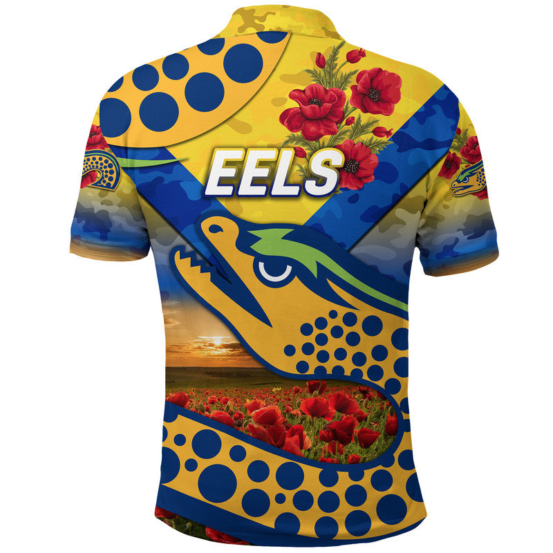 Parramatta Eels ANZAC 2022 Polo Shirt Poppy Flowers Vibes - Gold - Vibe Hoodie Shop