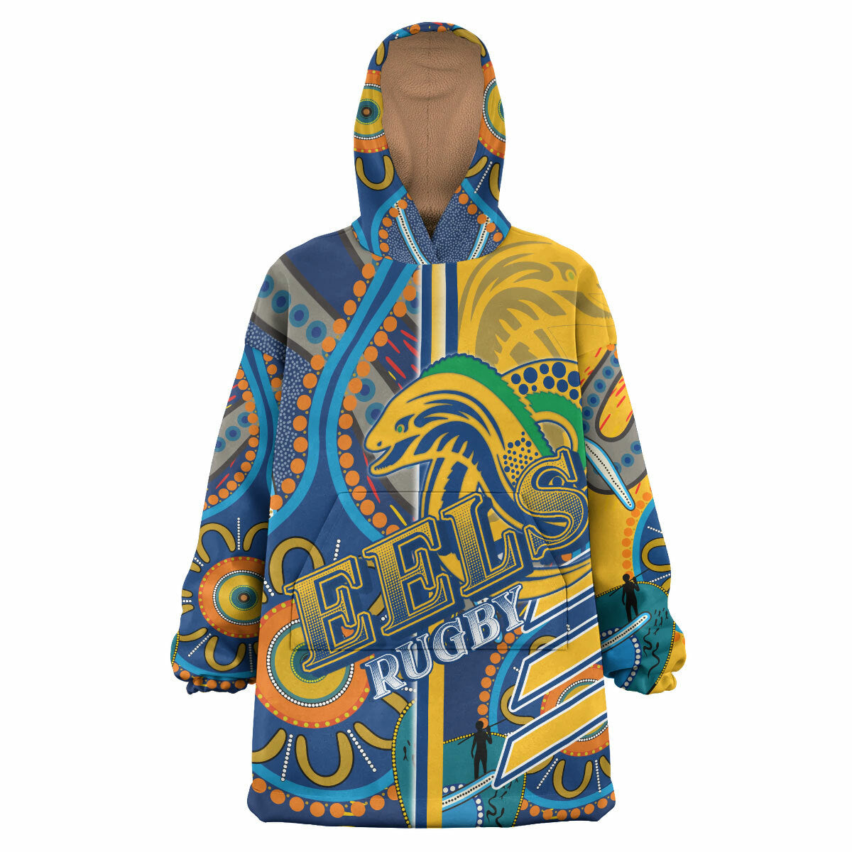 Eels Rugby Snug Hoodie - Custom Eels Logo Aboriginal Indigenous Sport Style Wearable Blanket Hoodie RLT14 - Vibe Hoodie Shop