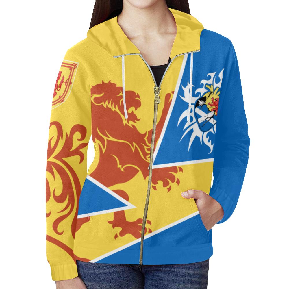 Scotland Zip Up Hoodie - Scottish Royal Lion 1990S Cadmium Yellow - Vibe Hoodie Shop