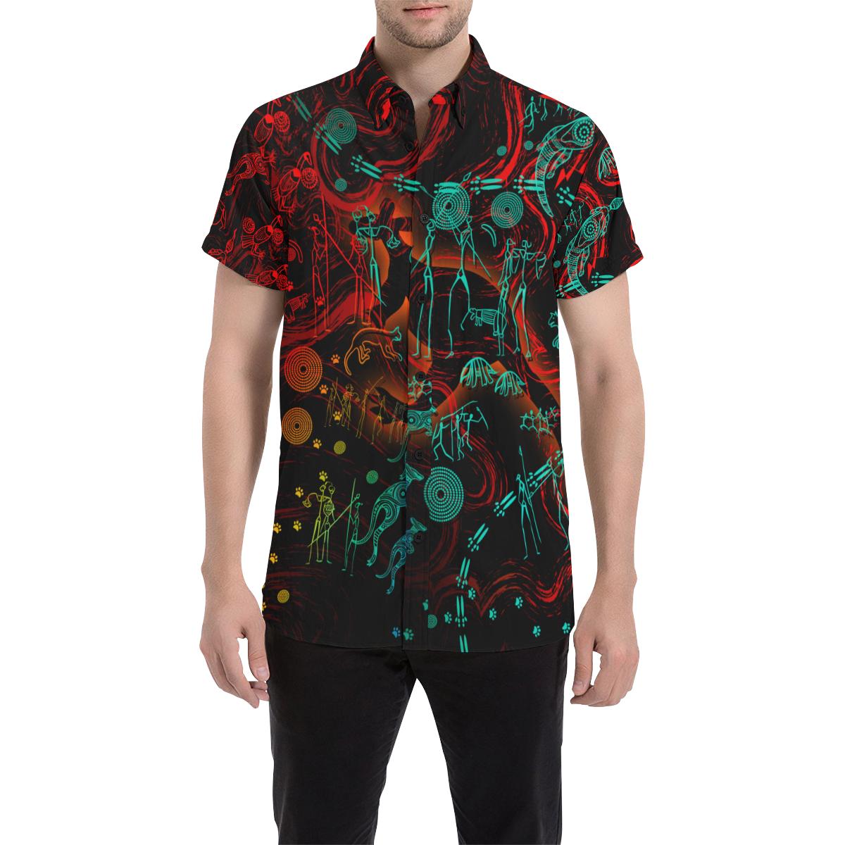 Insulated Short Sleeve Shirt, Kangaroo Adults Indigenous Art - Vibe Hoodie Shop