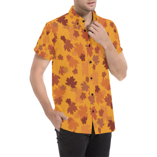 Canada Maple Leaves Pattern Men's Short Sleeve Shirt - Vibe Hoodie Shop