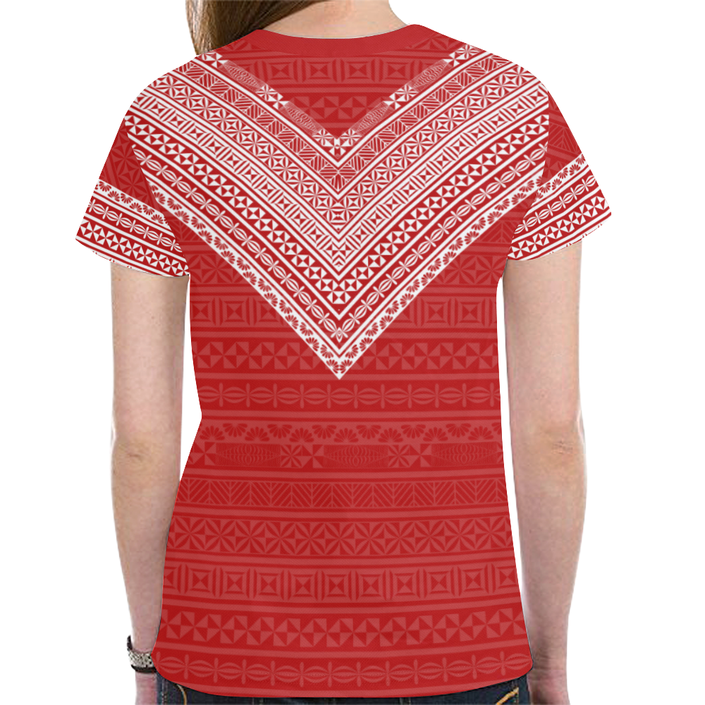 Tonga T shirt - Flag And Tapa Pattern - Vibe Hoodie Shop