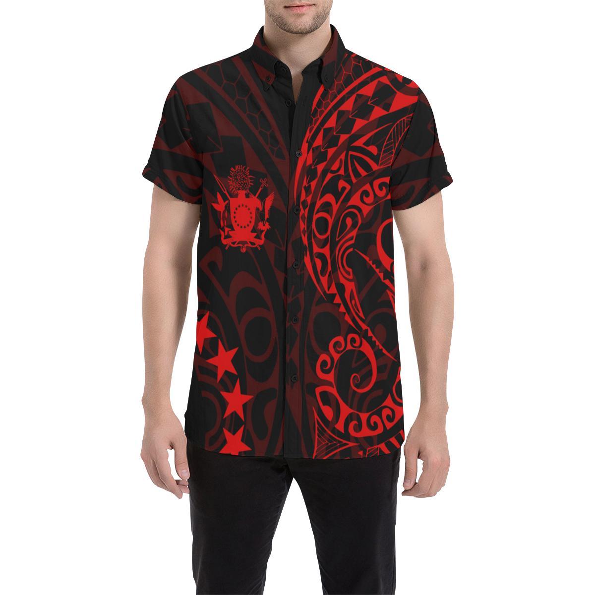 Cook Islands Short Sleeve Shirt Red - Vibe Hoodie Shop