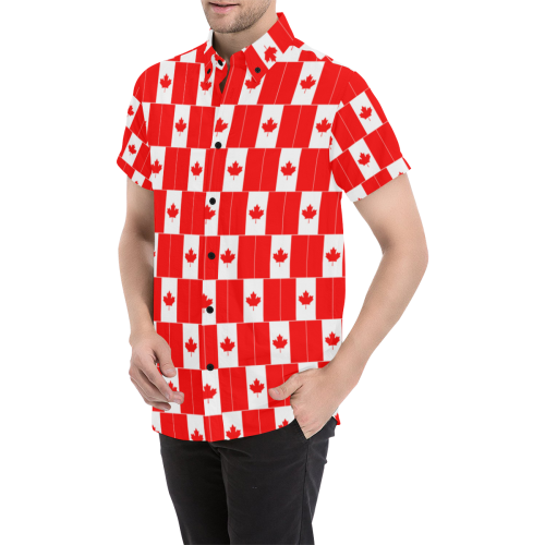 Canada Shirt - Flag Pattern Men's Short Sleeve - Vibe Hoodie Shop