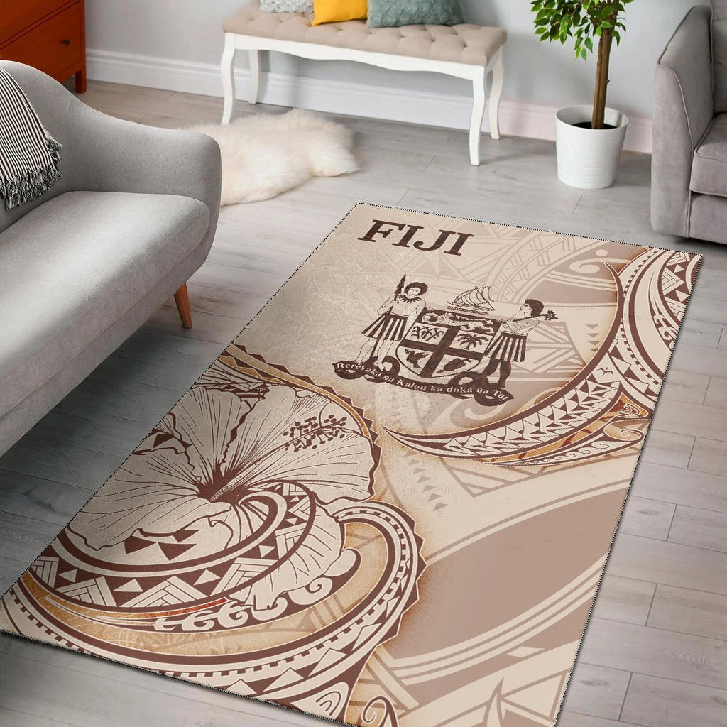 Fiji Area Rug - Hibiscus Flowers Vintage Style - Vibe Hoodie Shop