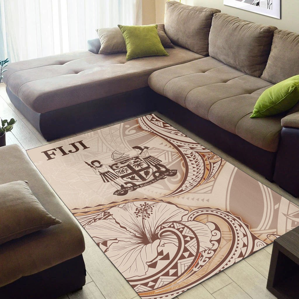 Fiji Area Rug - Hibiscus Flowers Vintage Style - Vibe Hoodie Shop