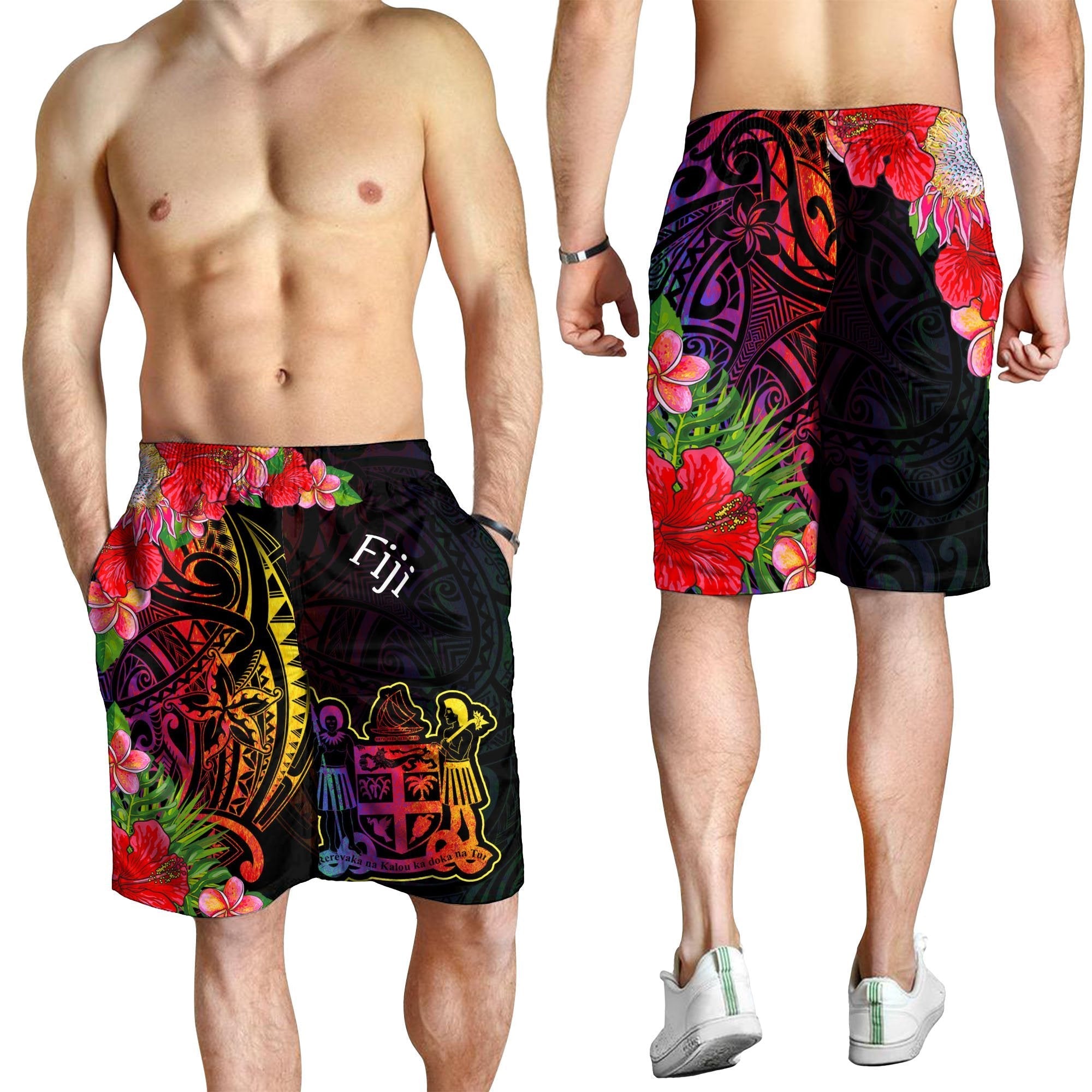 Fiji Men's Shorts - Tropical Hippie Style - Vibe Hoodie Shop