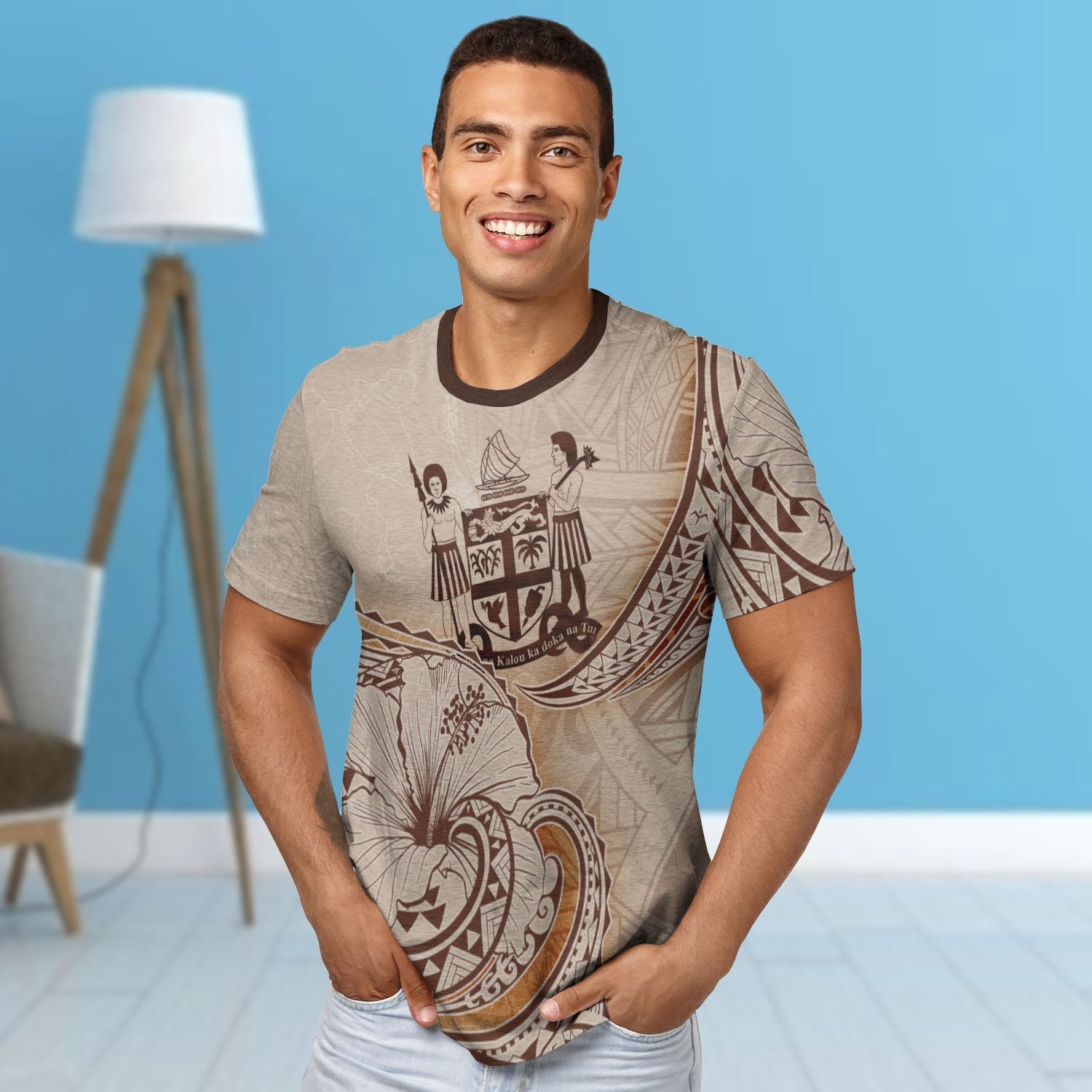 Fiji T shirt - Hibiscus Flowers Vintage Style - Vibe Hoodie Shop