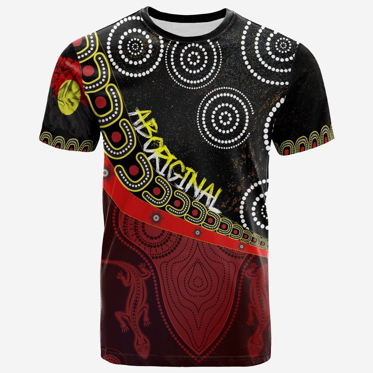 T shirts - Aboriginal Flags and Dot Acrylic Paint Style NAIDOC - Unisex - Vibe Hoodie Shop