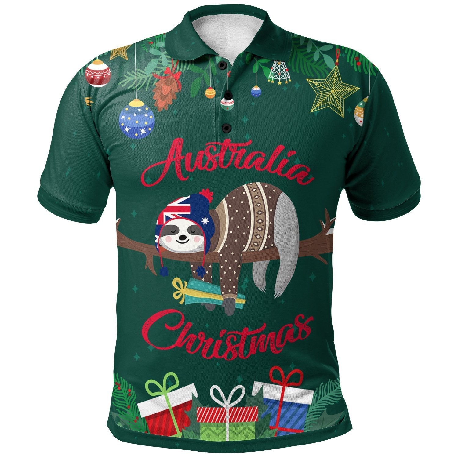 Australia Christmas Polo Shirt Green - Merry Christmas - Vibe Hoodie Shop