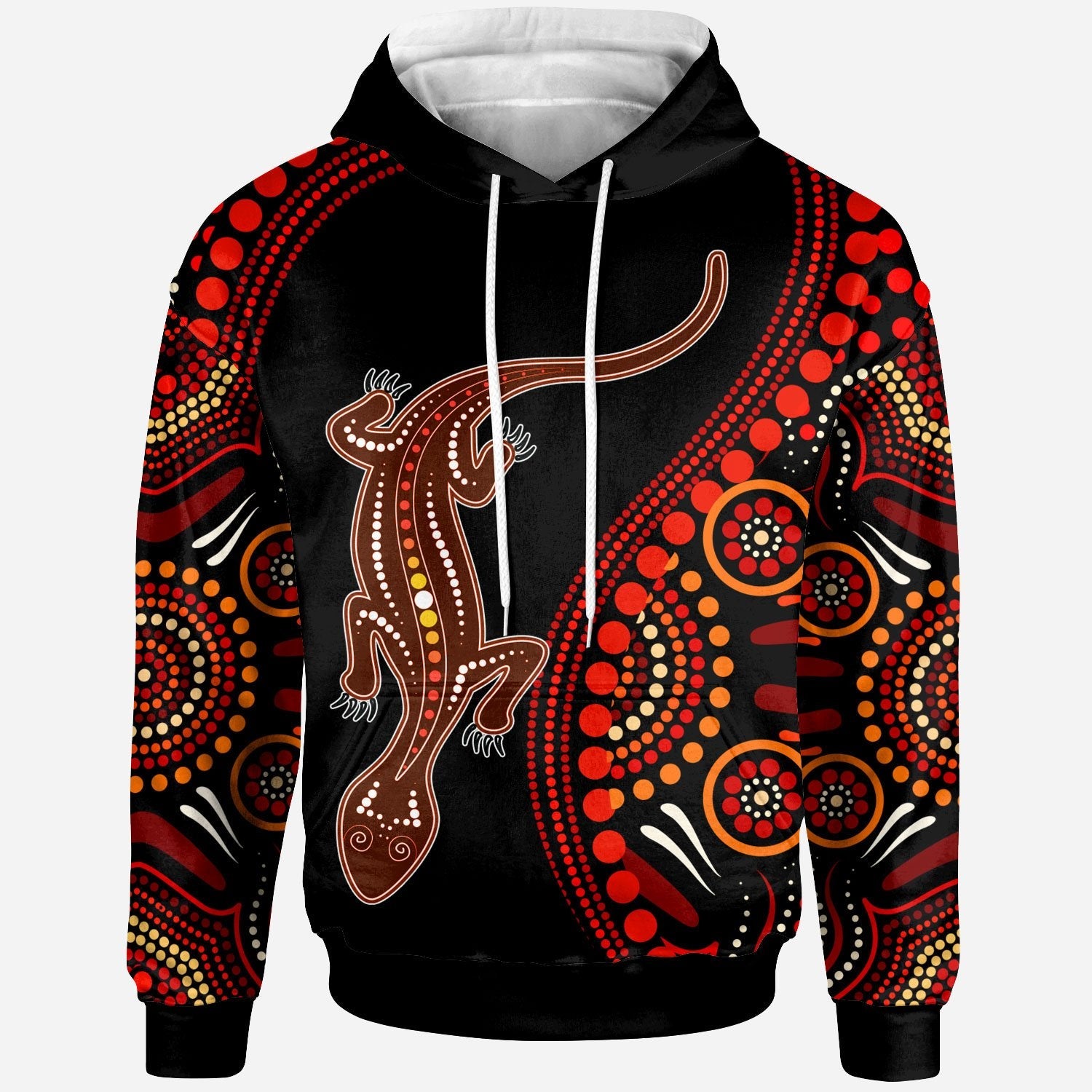 Aboriginal Hoodie - Aboriginal Lizard With Dot Painting Patterns - Vibe Hoodie Shop