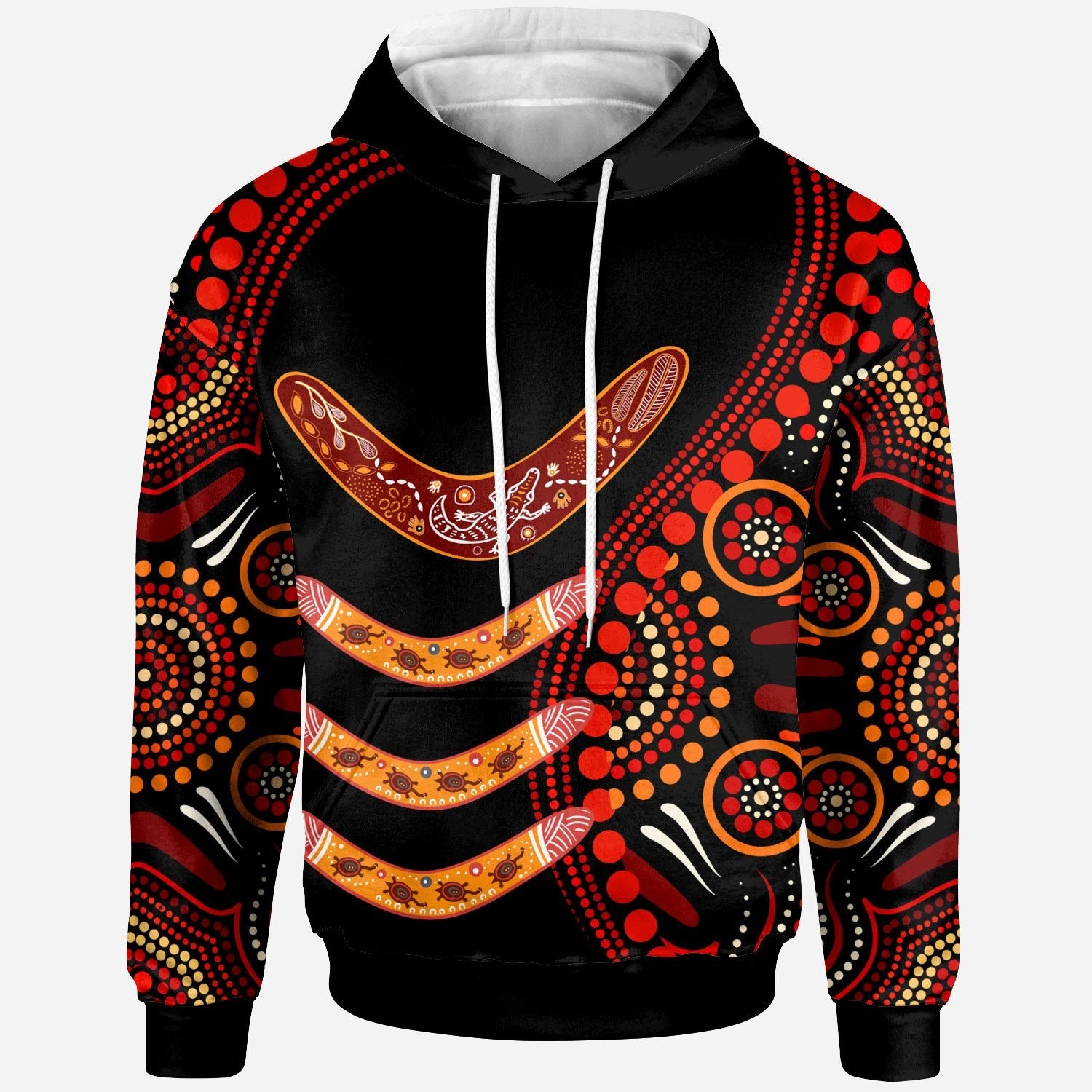 Aboriginal Hoodie - Aboriginal Boomerangs With Dot Painting Pattern - Vibe Hoodie Shop