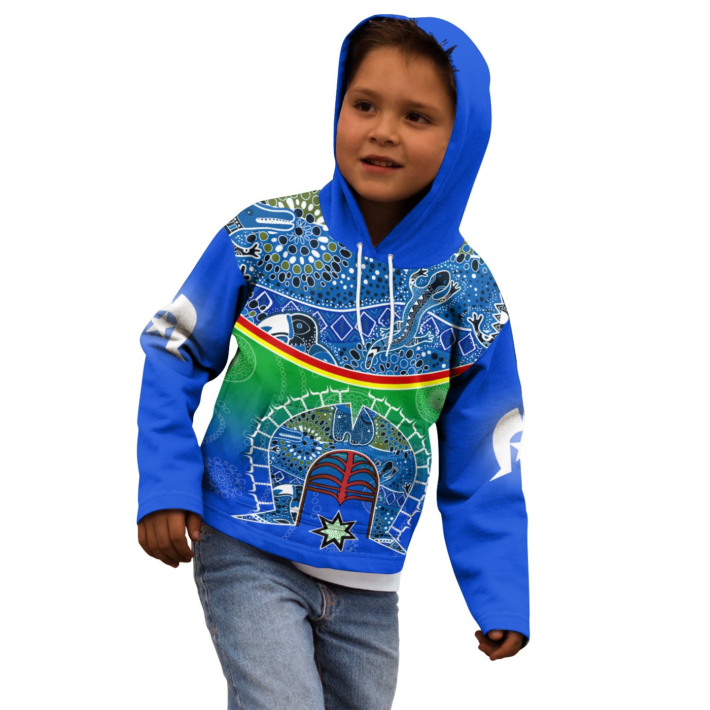 Hoodie Kids - Torres Strait Symbol With Aboriginal Patterns - Vibe Hoodie Shop