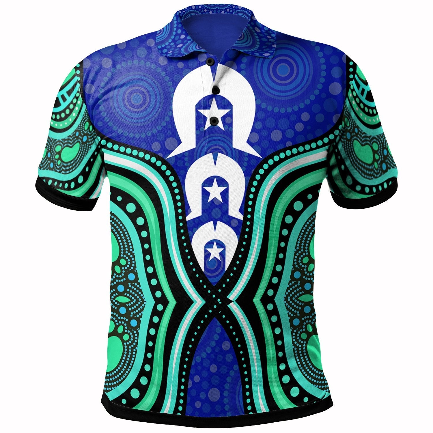 Torres Strait Polo Shirt - Torres Strait Symbol And Aboriginal Patterns - Vibe Hoodie Shop