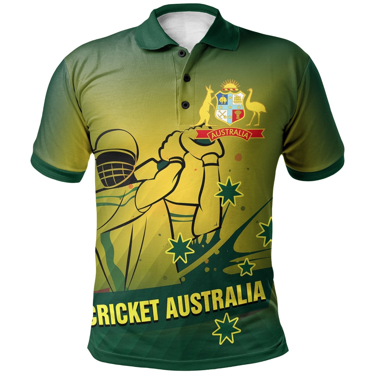 Cricket Polo Shirt - Australian Cricket National Color - Vibe Hoodie Shop