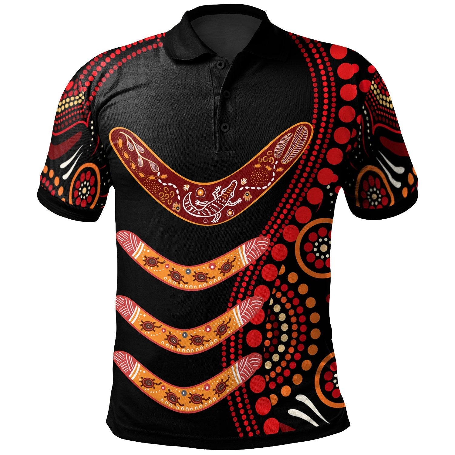 Aboriginal Polo Shirt - Aboriginal Boomerangs With Dot Painting Pattern - Vibe Hoodie Shop