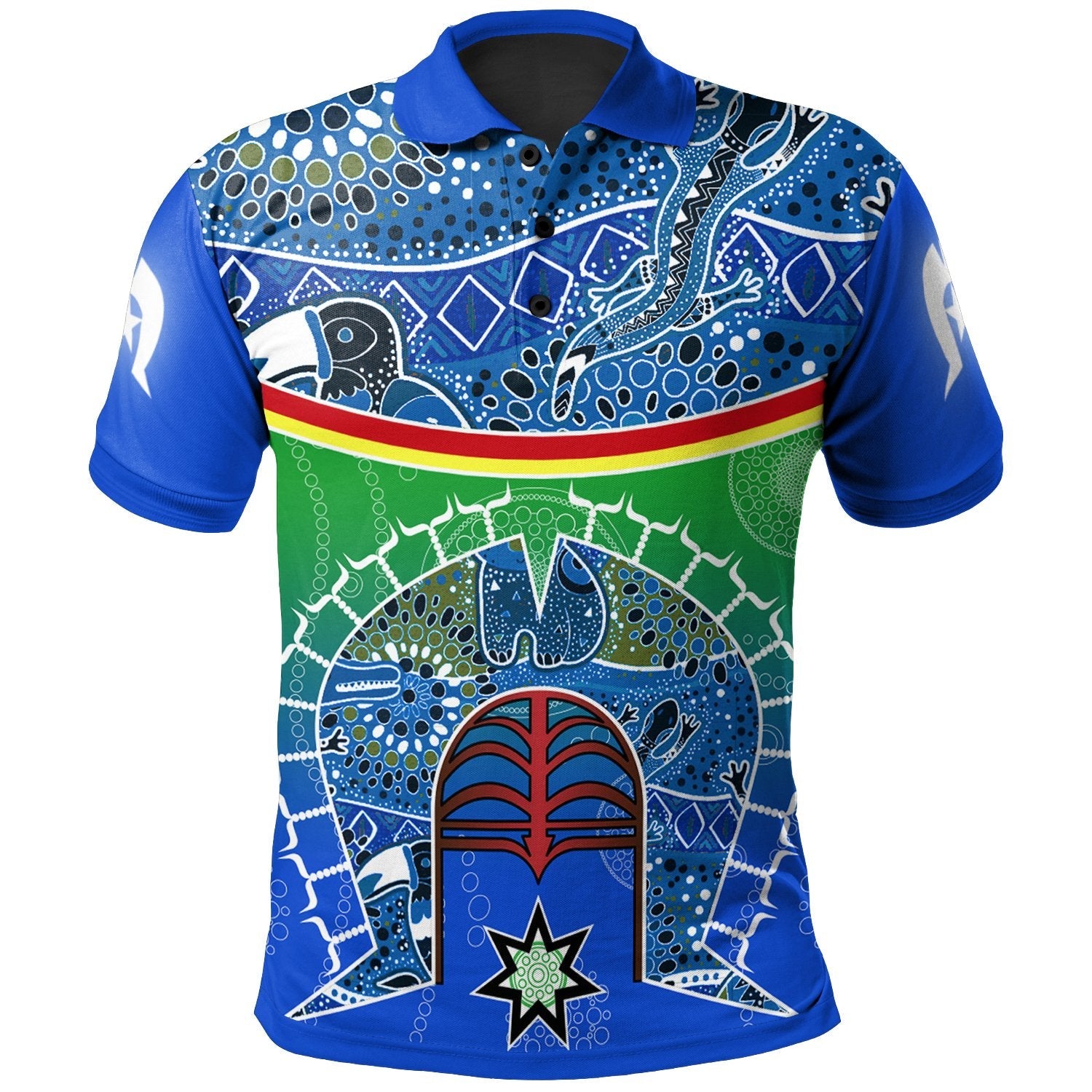 Polo Shirt - Torres Strait Symbol With Aboriginal Patterns - Vibe Hoodie Shop