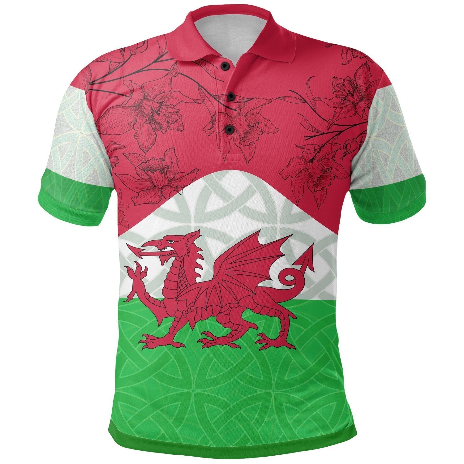 Wales Celtic Polo Shirt - Cymru combined Daffodil - Vibe Hoodie Shop