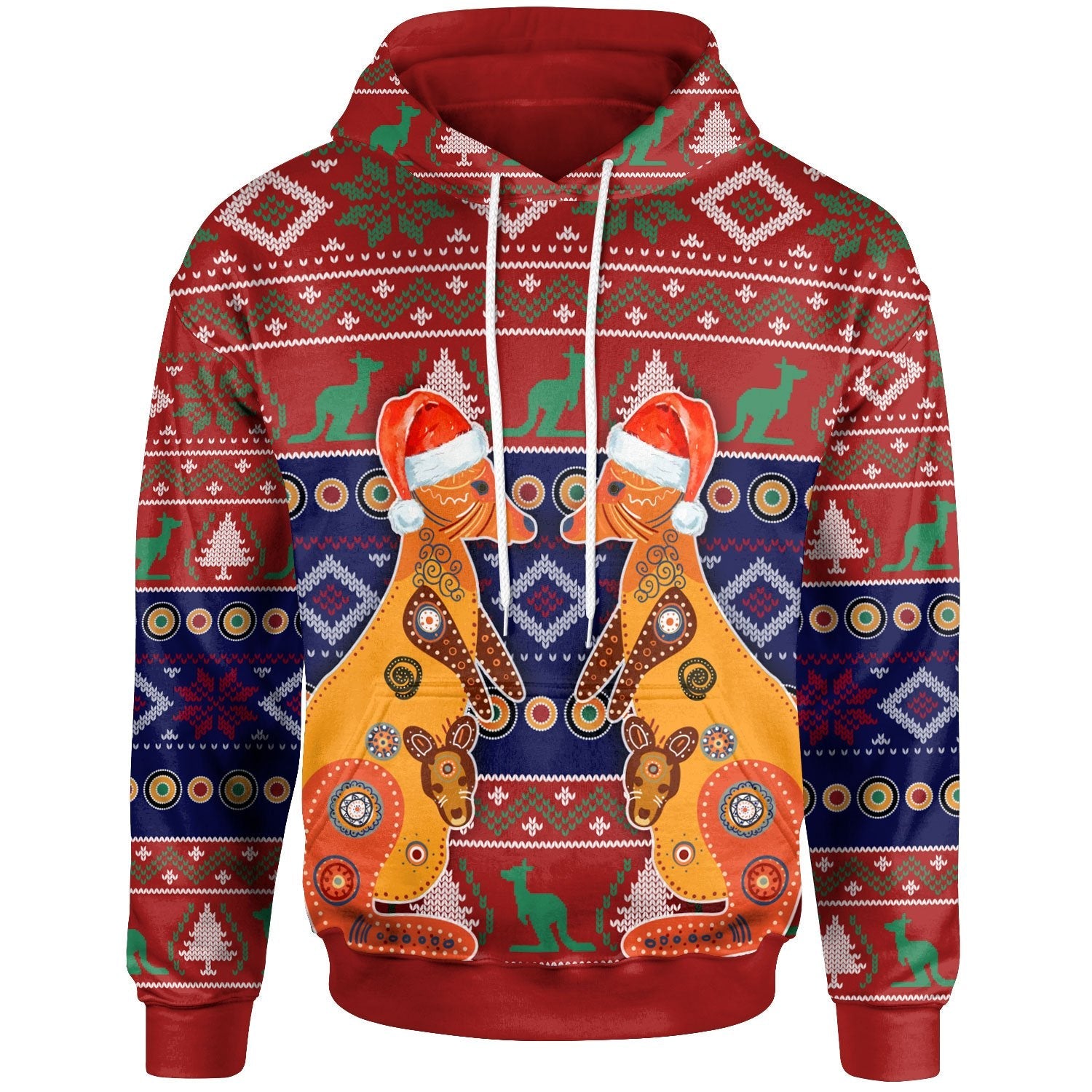 Australia Christmas Hoodie - Mother Kangaroo In Christmas - - Vibe Hoodie Shop