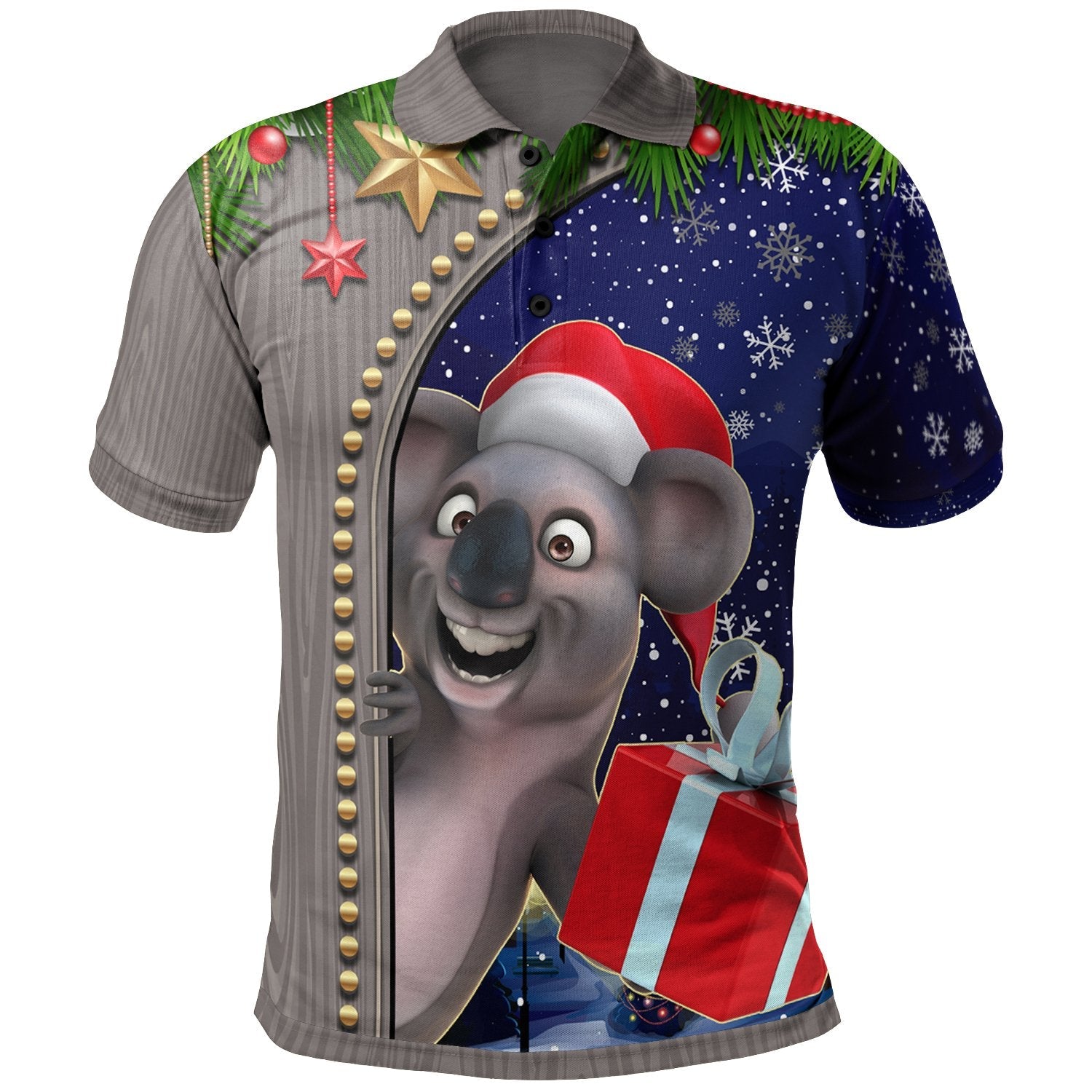 Christmas Polo Shirt - Fun Koala Christmas - - Vibe Hoodie Shop