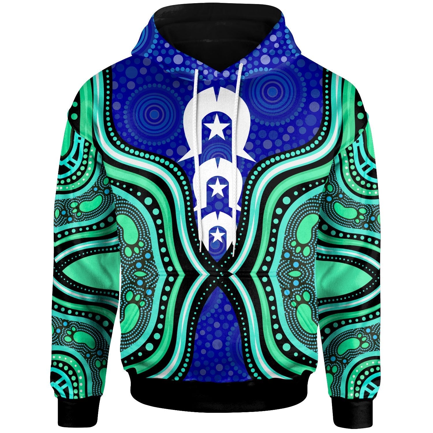 Torres Strait Hoodie - Torres Strait Symbol And Aboriginal Patterns - Vibe Hoodie Shop