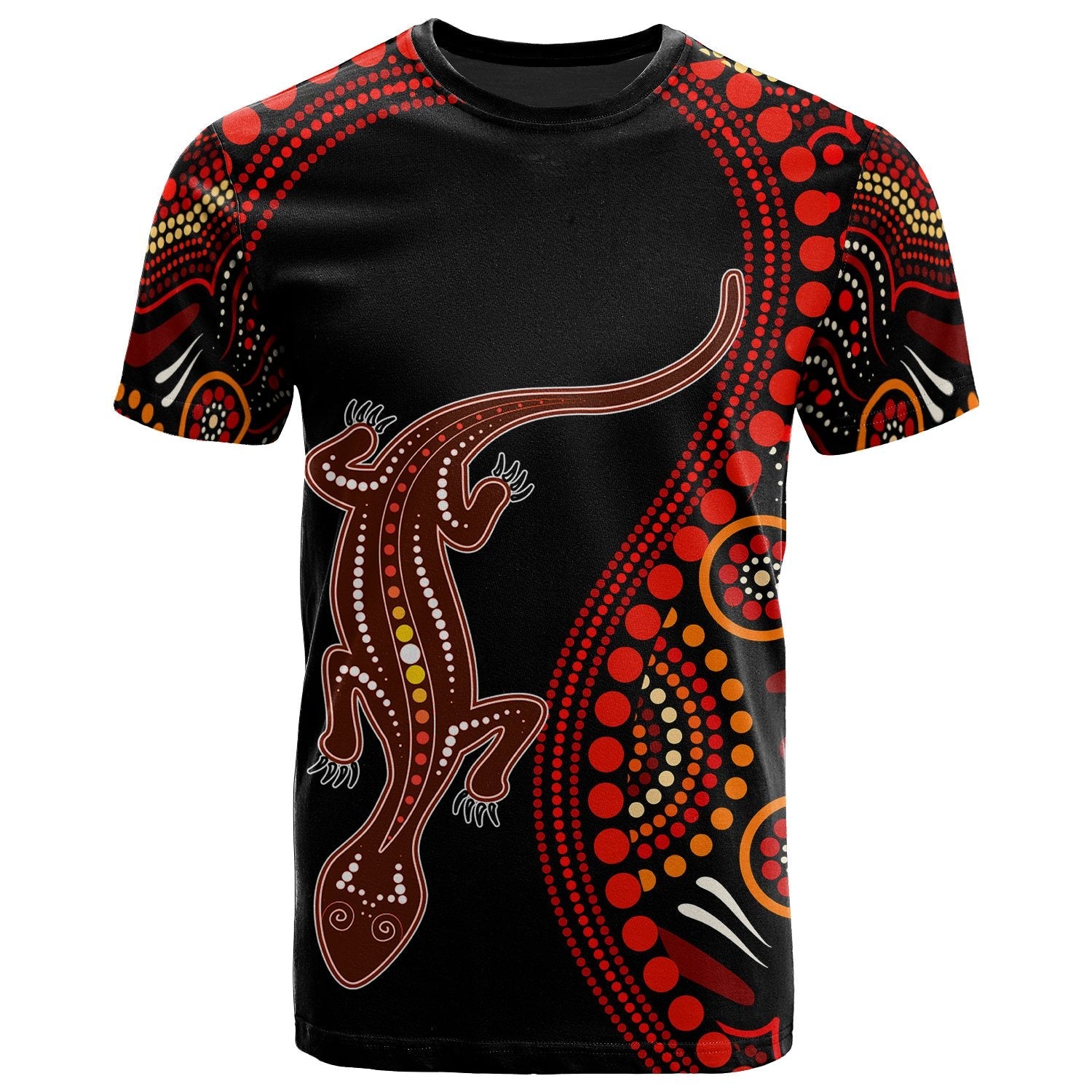 Aboriginal T shirts - Aboriginal Lizard With Dot Painting Pattern - Vibe Hoodie Shop