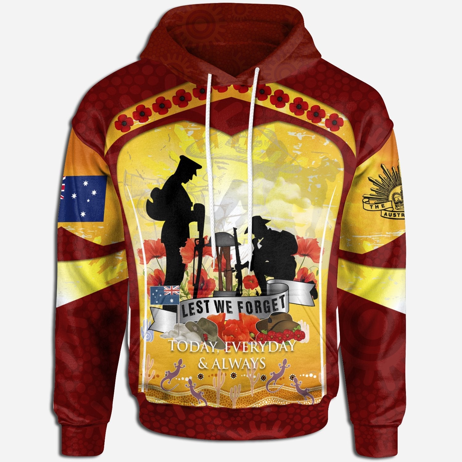 ANZAC Hoodie - Lest We Forget Aboriginal Version - Vibe Hoodie Shop