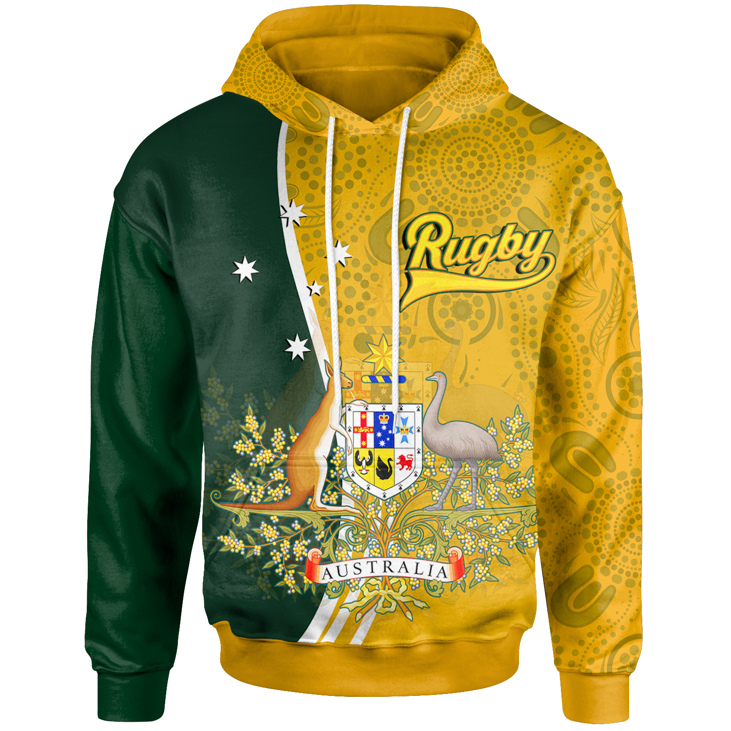 Hoodie - Australia Coat Of Arm In Rugby Style - Vibe Hoodie Shop