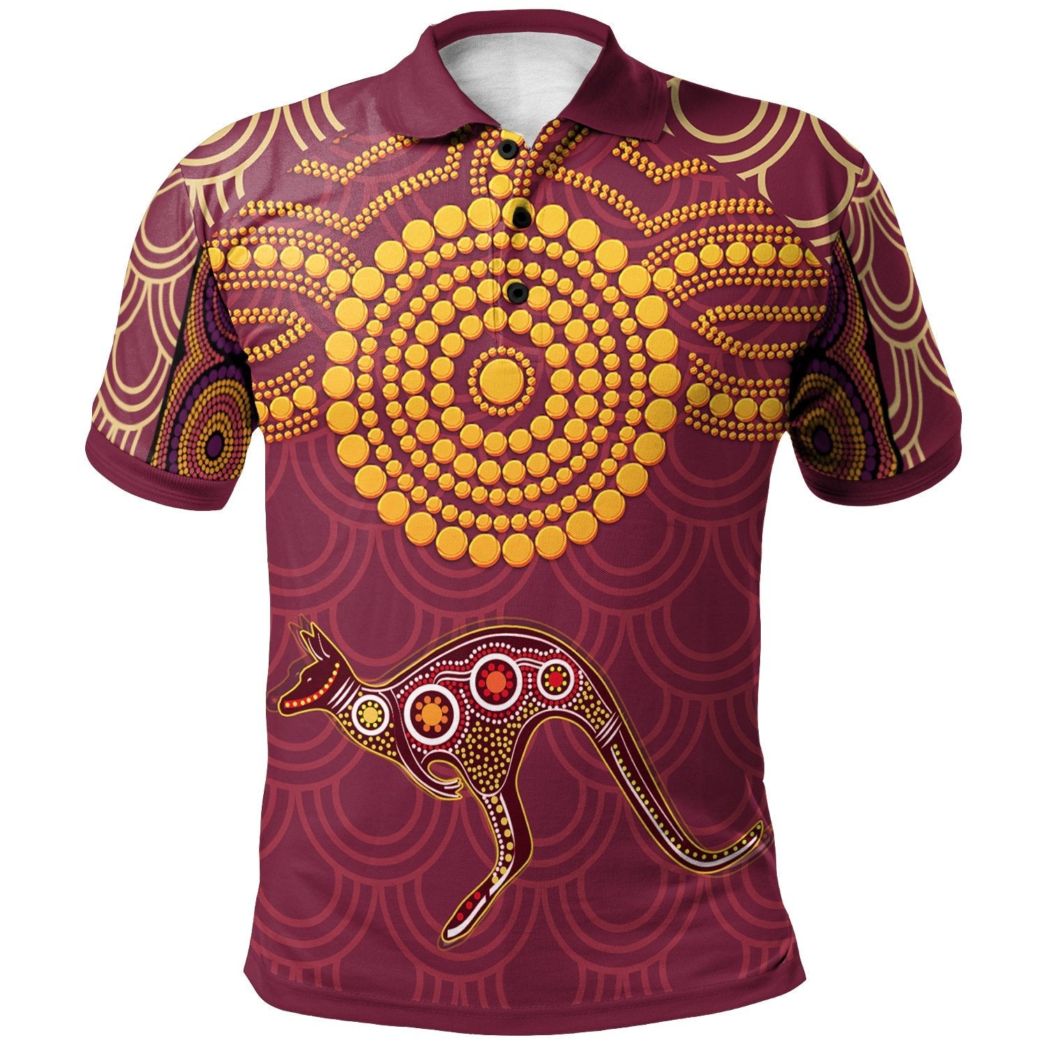 Aboriginal Polo Shirt - Aboriginal Kangaroo - Vibe Hoodie Shop