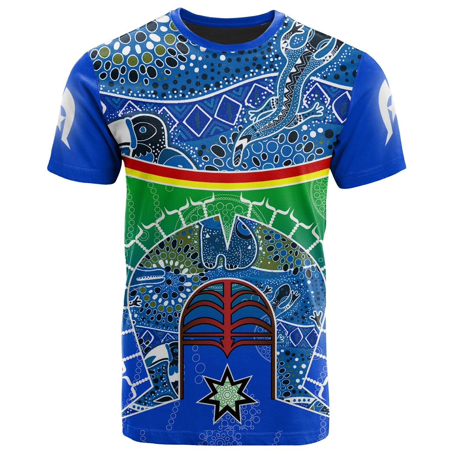 T shirt - Torres Strait Symbol With Aboriginal Patterns - Vibe Hoodie Shop