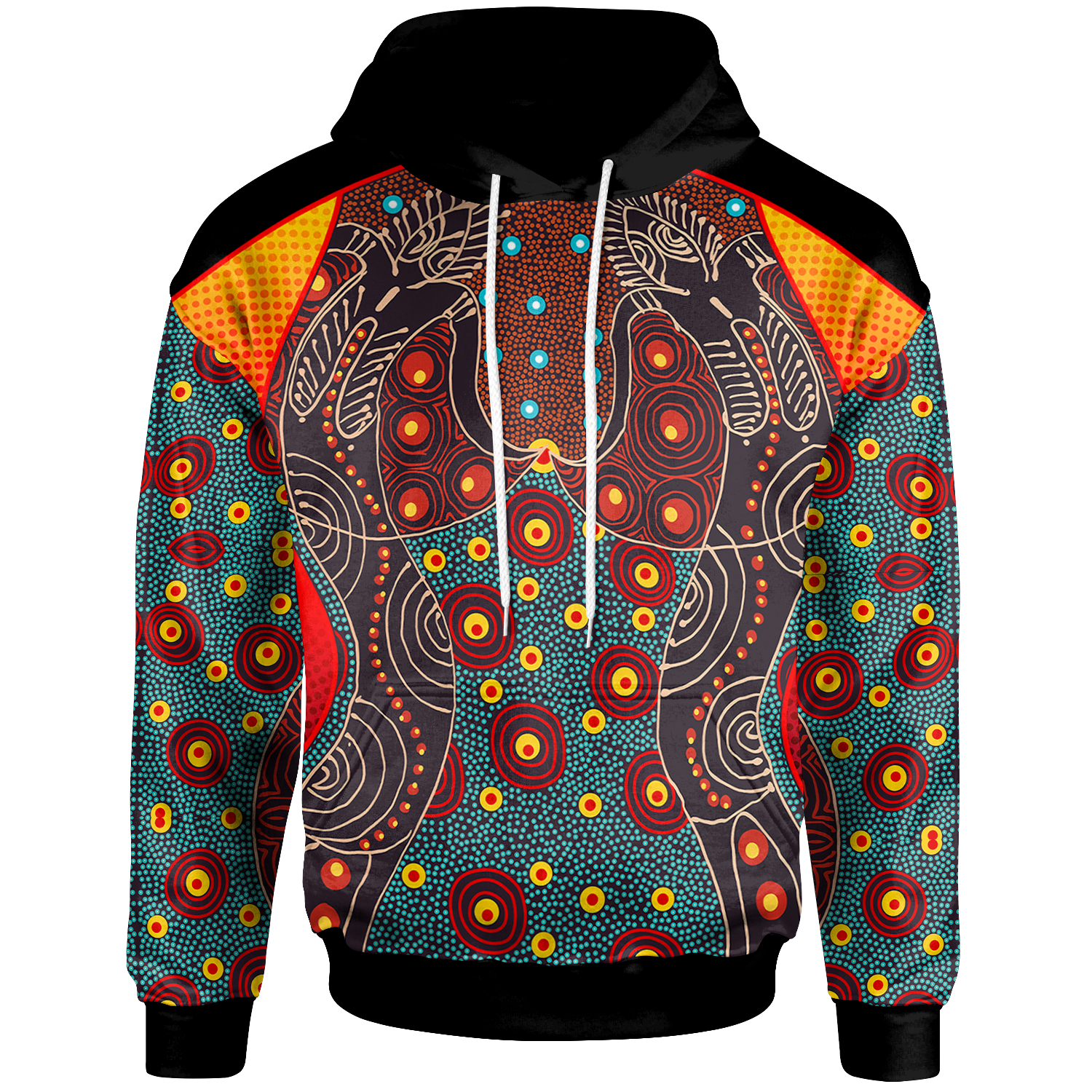 Hoodie - Aboriginal Sublimation Dot Pattern Style (Red) - Vibe Hoodie Shop