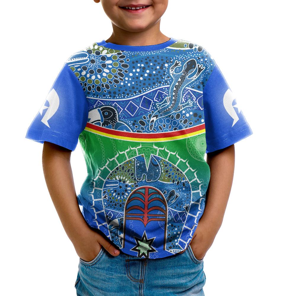 T shirt - Torres Strait Symbol With Aboriginal Patterns - Vibe Hoodie Shop