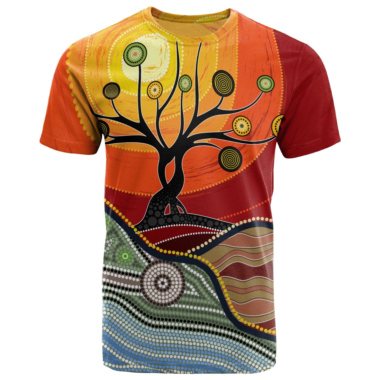 T shirt - Australian Aboriginal Tree - Vibe Hoodie Shop