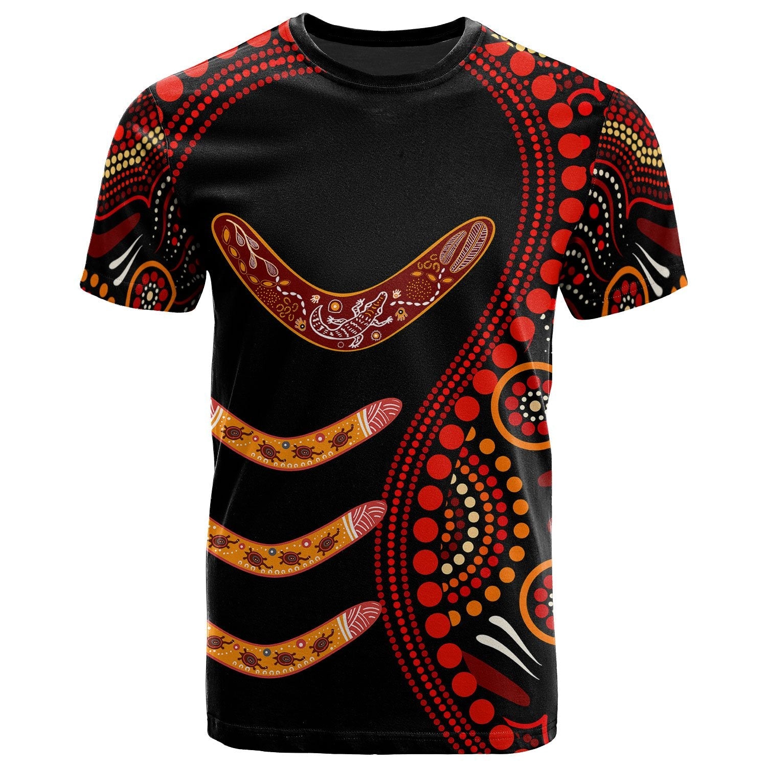 Aboriginal T shirts - Aboriginal Boomerangs With Dot Painting Pattern - Vibe Hoodie Shop