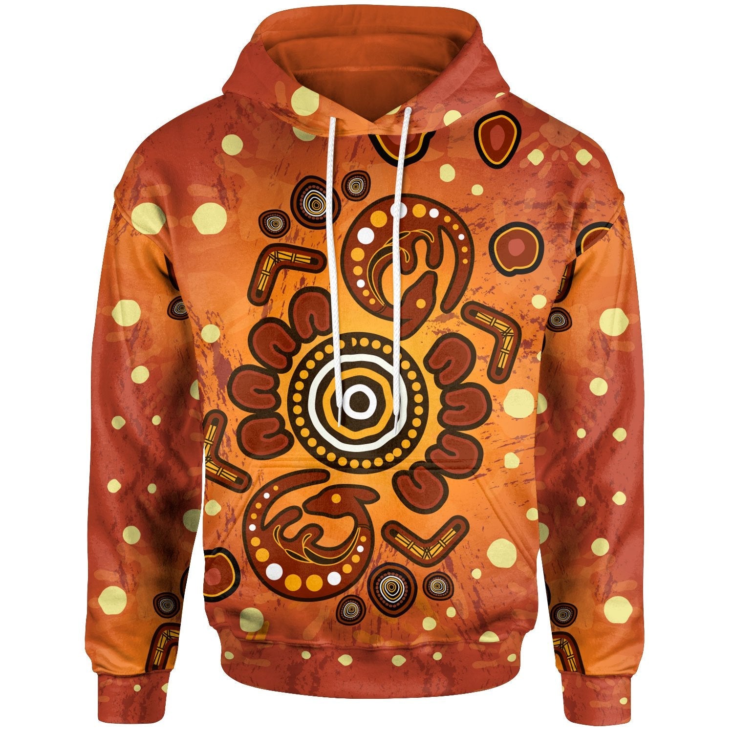 Aboriginal Hoodie - Baby Kangaroo And Dot Painting Patterns - Vibe Hoodie Shop