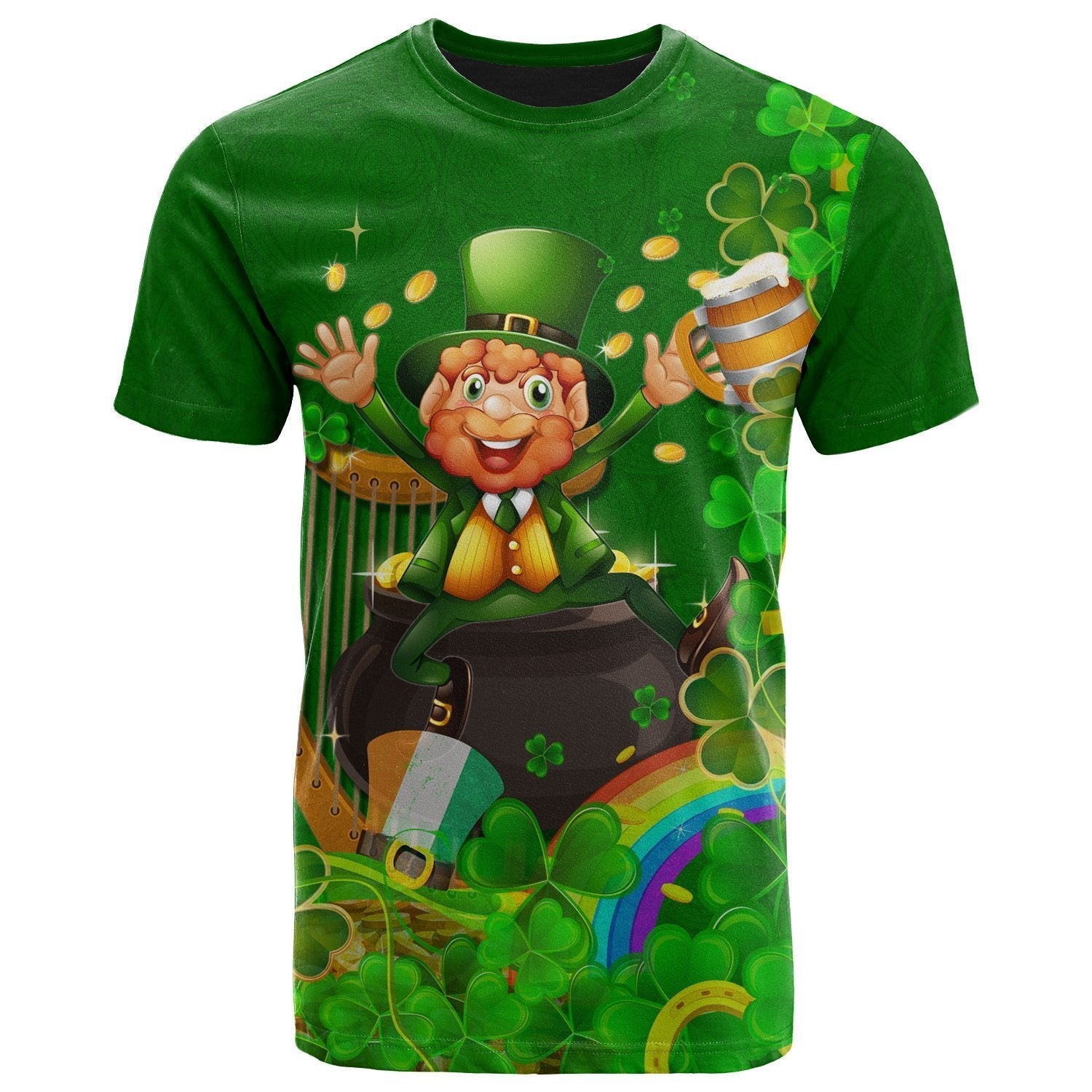 Ireland Celtic T shirts - Happy Leprechaun - Vibe Hoodie Shop